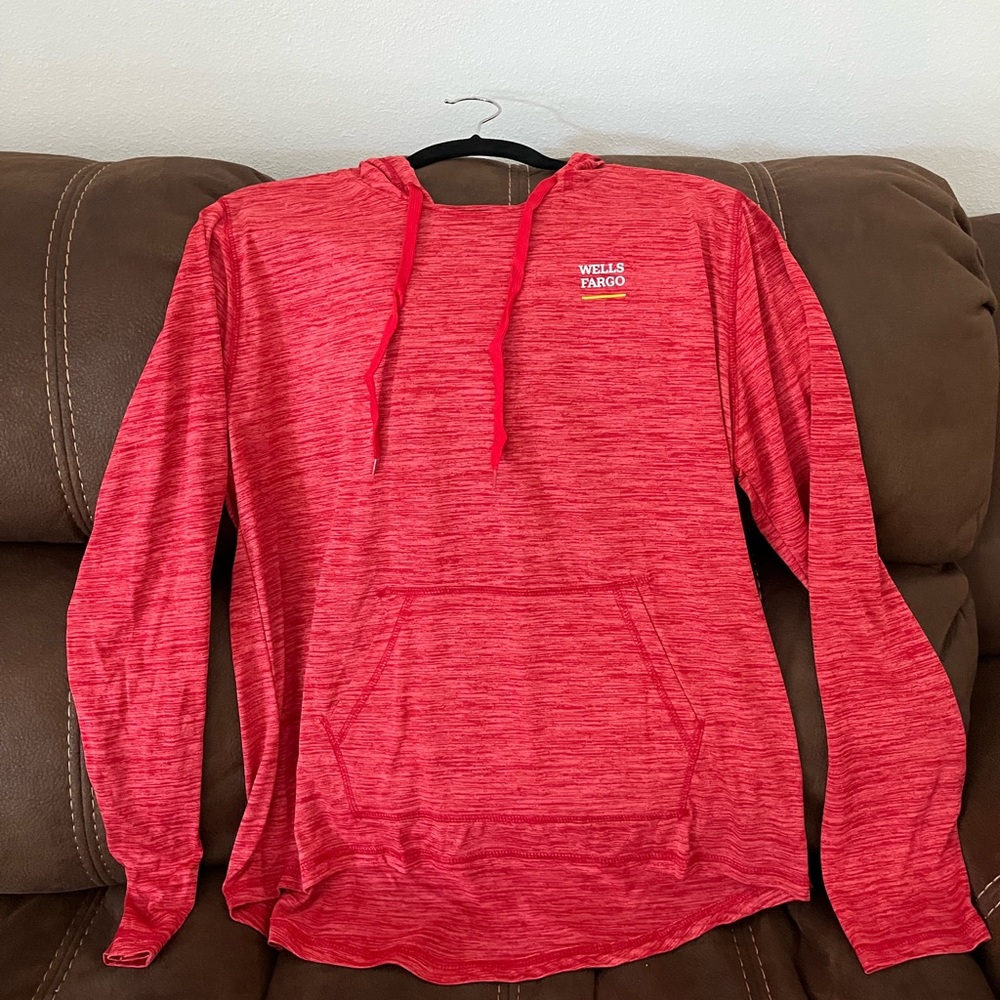 Augusta Sportswear Red Heather Pullover Hoodie with Wells Fargo Logo